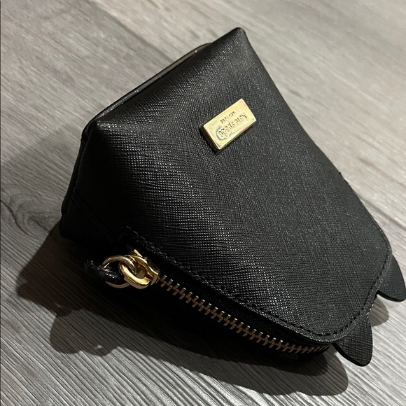 kate spade NWOT black cat-shaped mini coin purse with gold accents - Picture 4 of 10